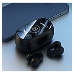 Căști Wireless Bluetooth 5.4 cu cutie de încărcare de culoare neagra+incarcator 15 W – baterie 350 mAh, autonomie optimizată - imagine 3