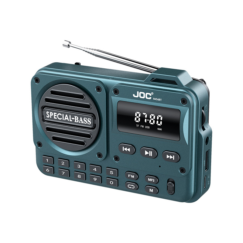 O1CN019gMepr1Kq3ovzaF3K_2216858551214-0-cib-2.jpg Radio Bluetooth portabil cu afișaj digital, USB și difuzor încorporat - Model 456BT, design modern, multi-band de culoare albastra - imagine 1