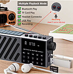 Radio portabil multifuncțional incarcare solara JOC-6138REC-S cu Bluetooth, USB, card TF, afișaj digital și sunet stereo de culoare gri - imagine 4