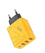 Încărcător Rapid 40W de culoare galbenă, 3 Porturi USB + 1 Port USB-C, Tehnologie QC 3.0 și PD 20W, Design Compact și Durabil compatibil cu Apple/Huwaei/Samsung/Xiaomi - imagine 2