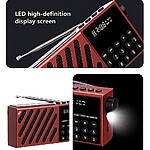 Radio portabil multifuncțional incarcare solara JOC-6138REC-S cu Bluetooth, USB, card TF, afișaj digital și sunet stereo de culoare rosie - imagine 3