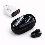 Căști Wireless Bluetooth 5.4 cu cutie de încărcare de culoare neagra+incarcator 15 W – baterie 350 mAh, autonomie optimizată
