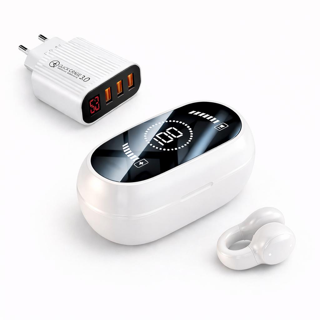 WhatsApp Image 2026-04-14 at 10.16.03 (3) Căști Wireless Bluetooth 5.4 cu cutie de încărcare de culoare alba+incarcator 15 W – baterie 350 mAh, autonomie optimizată - imagine 1